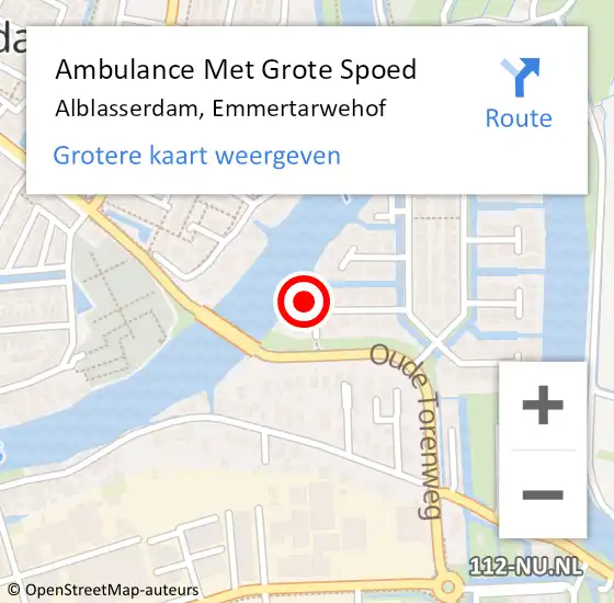 Locatie op kaart van de 112 melding: Ambulance Met Grote Spoed Naar Alblasserdam, Emmertarwehof op 27 december 2022 03:18