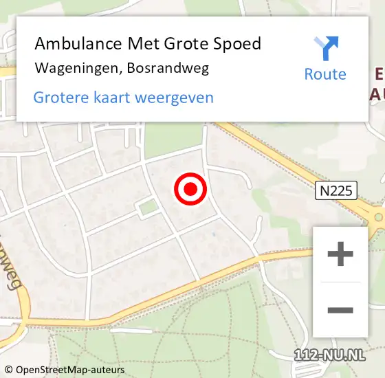 Locatie op kaart van de 112 melding: Ambulance Met Grote Spoed Naar Wageningen, Bosrandweg op 27 december 2022 03:36