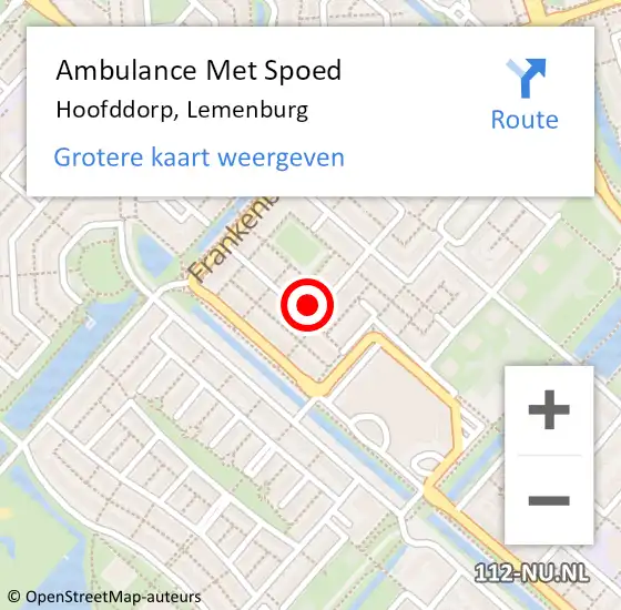 Locatie op kaart van de 112 melding: Ambulance Met Spoed Naar Hoofddorp, Lemenburg op 27 december 2022 03:47