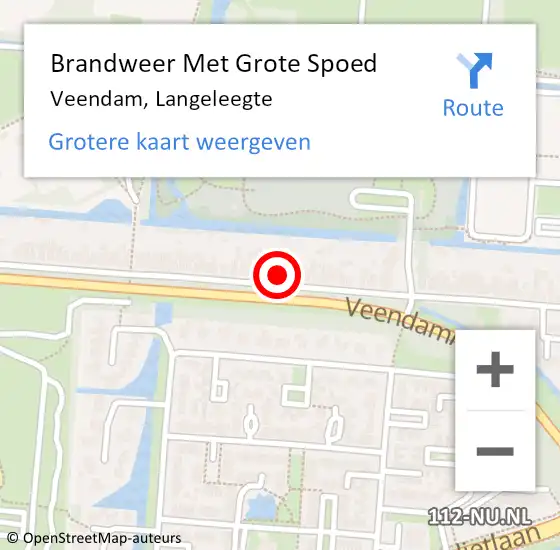 Locatie op kaart van de 112 melding: Brandweer Met Grote Spoed Naar Veendam, Langeleegte op 27 december 2022 04:02