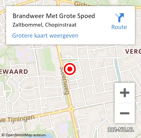 Locatie op kaart van de 112 melding: Brandweer Met Grote Spoed Naar Zaltbommel, Chopinstraat op 27 december 2022 04:32