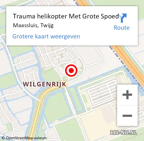 Locatie op kaart van de 112 melding: Trauma helikopter Met Grote Spoed Naar Maassluis, Twijg op 27 december 2022 04:55