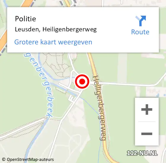 Locatie op kaart van de 112 melding: Politie Leusden, Heiligenbergerweg op 27 december 2022 05:54