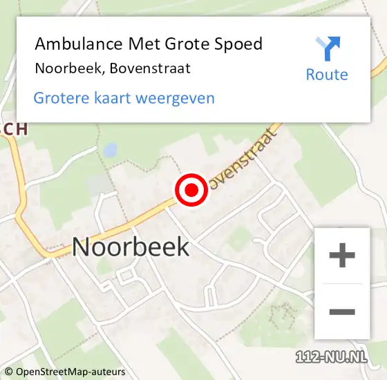 Locatie op kaart van de 112 melding: Ambulance Met Grote Spoed Naar Noorbeek, Bovenstraat op 9 augustus 2014 22:16