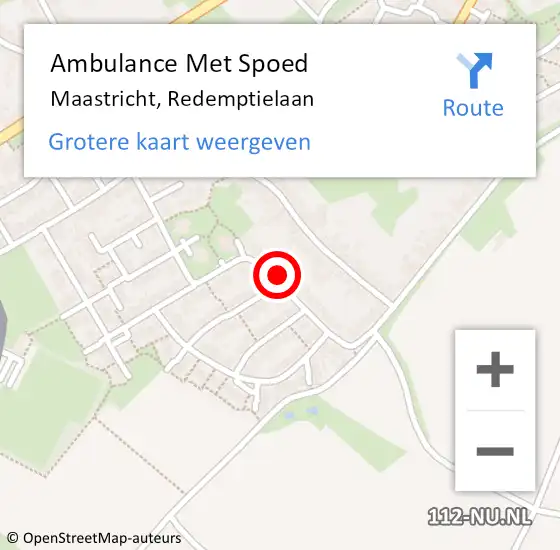 Locatie op kaart van de 112 melding: Ambulance Met Spoed Naar Maastricht, Redemptielaan op 9 augustus 2014 22:20