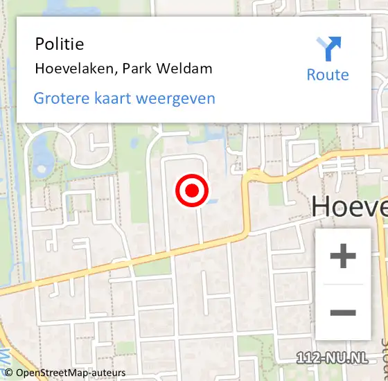 Locatie op kaart van de 112 melding: Politie Hoevelaken, Park Weldam op 27 december 2022 08:01