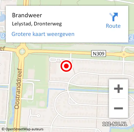 Locatie op kaart van de 112 melding: Brandweer Lelystad, Dronterweg op 27 december 2022 08:18