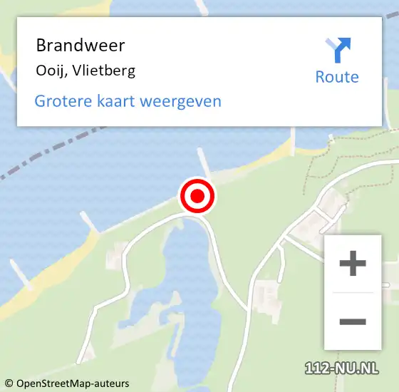 Locatie op kaart van de 112 melding: Brandweer Ooij, Vlietberg op 27 december 2022 08:49