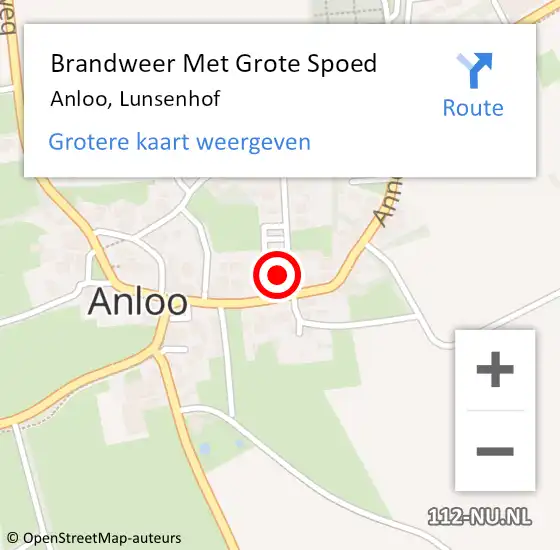 Locatie op kaart van de 112 melding: Brandweer Met Grote Spoed Naar Anloo, Lunsenhof op 11 oktober 2013 05:57