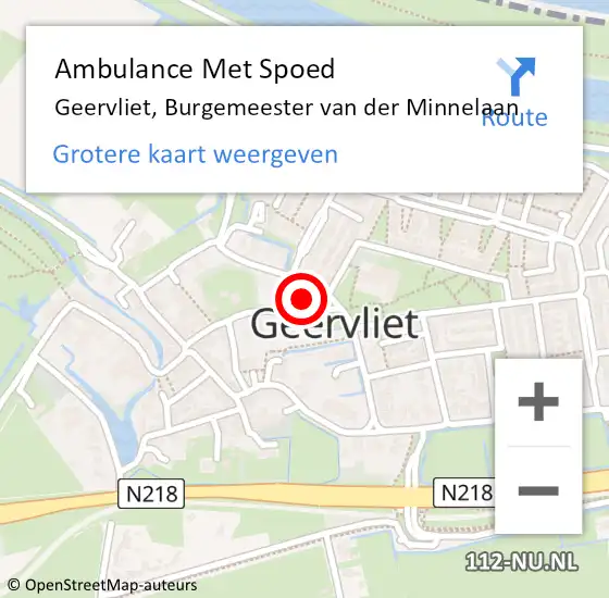 Locatie op kaart van de 112 melding: Ambulance Met Spoed Naar Geervliet, Burgemeester van der Minnelaan op 27 december 2022 09:17