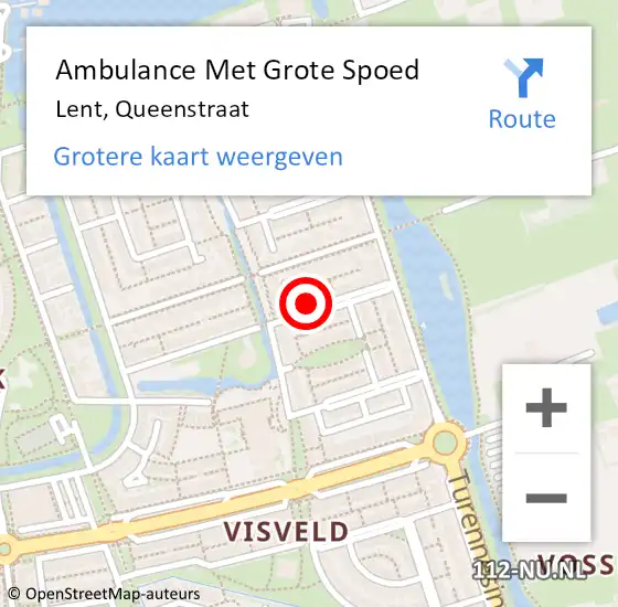 Locatie op kaart van de 112 melding: Ambulance Met Grote Spoed Naar Lent, Queenstraat op 27 december 2022 09:19