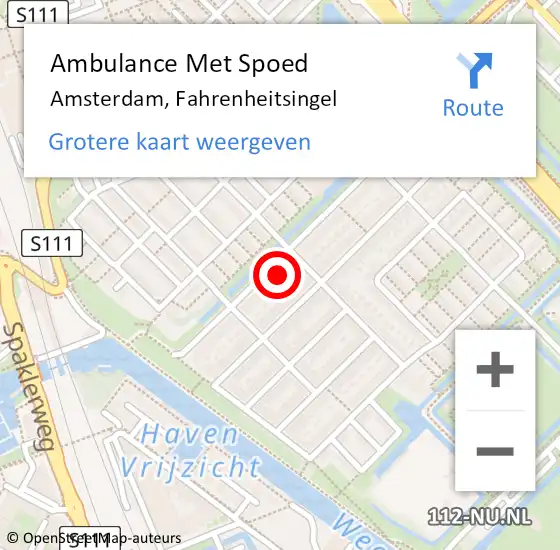 Locatie op kaart van de 112 melding: Ambulance Met Spoed Naar Amsterdam, Fahrenheitsingel op 27 december 2022 09:24