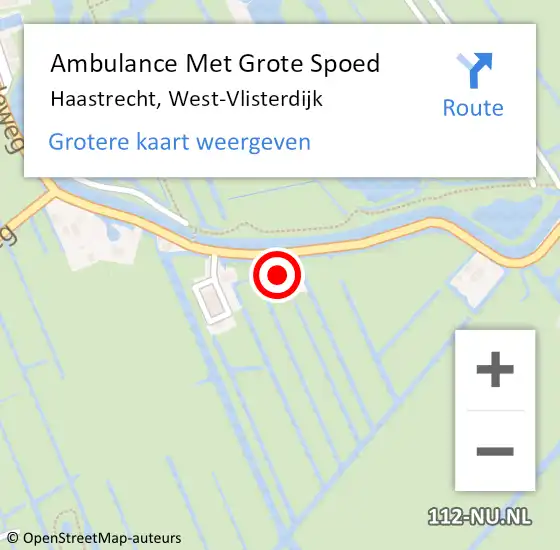 Locatie op kaart van de 112 melding: Ambulance Met Grote Spoed Naar Haastrecht, West-Vlisterdijk op 27 december 2022 09:25