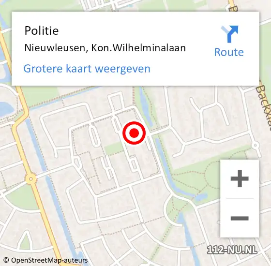 Locatie op kaart van de 112 melding: Politie Nieuwleusen, Kon.Wilhelminalaan op 27 december 2022 09:26