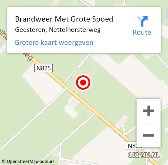 Locatie op kaart van de 112 melding: Brandweer Met Grote Spoed Naar Geesteren, Nettelhorsterweg op 27 december 2022 09:59