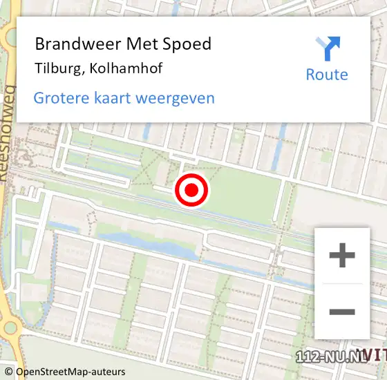 Locatie op kaart van de 112 melding: Brandweer Met Spoed Naar Tilburg, Kolhamhof op 27 december 2022 10:03