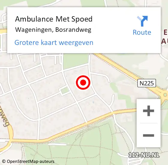 Locatie op kaart van de 112 melding: Ambulance Met Spoed Naar Wageningen, Bosrandweg op 27 december 2022 10:10