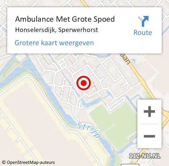 Locatie op kaart van de 112 melding: Ambulance Met Grote Spoed Naar Honselersdijk, Sperwerhorst op 27 december 2022 10:26