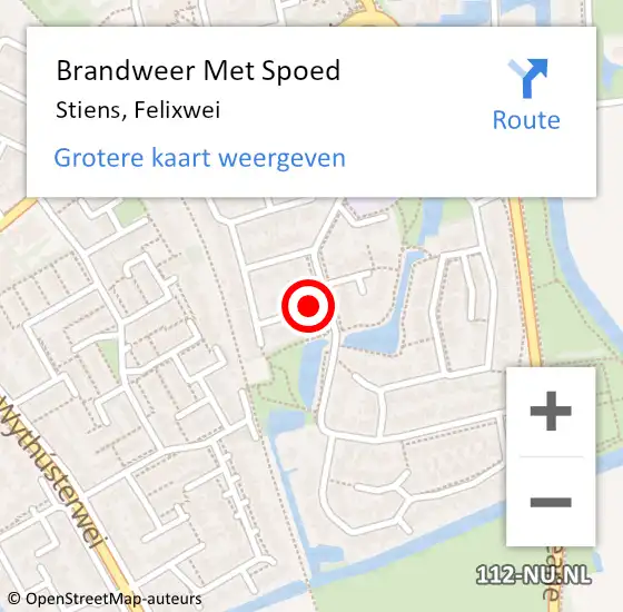 Locatie op kaart van de 112 melding: Brandweer Met Spoed Naar Stiens, Felixwei op 27 december 2022 10:26