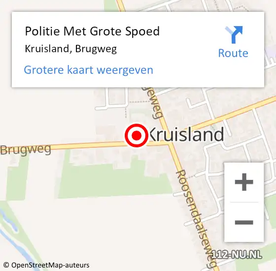 Locatie op kaart van de 112 melding: Politie Met Grote Spoed Naar Kruisland, Brugweg op 27 december 2022 10:27