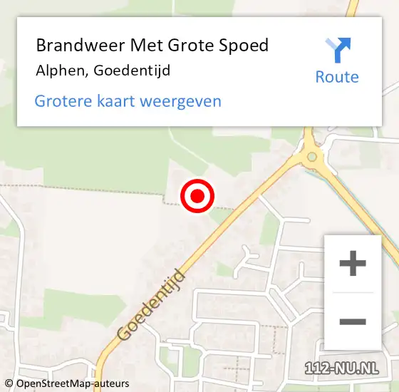 Locatie op kaart van de 112 melding: Brandweer Met Grote Spoed Naar Alphen, Goedentijd op 27 december 2022 10:58