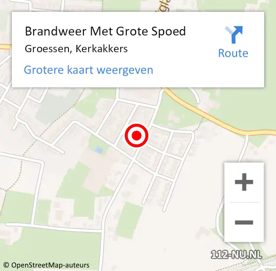 Locatie op kaart van de 112 melding: Brandweer Met Grote Spoed Naar Groessen, Kerkakkers op 27 december 2022 11:01