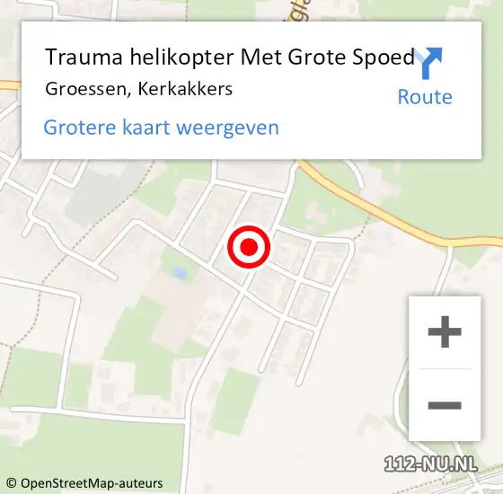 Locatie op kaart van de 112 melding: Trauma helikopter Met Grote Spoed Naar Groessen, Kerkakkers op 27 december 2022 11:06
