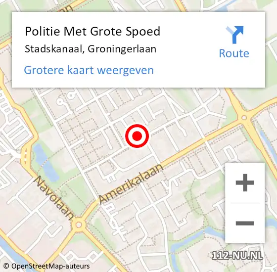 Locatie op kaart van de 112 melding: Politie Met Grote Spoed Naar Stadskanaal, Groningerlaan op 27 december 2022 11:14