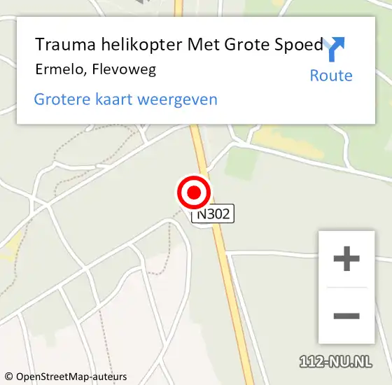 Locatie op kaart van de 112 melding: Trauma helikopter Met Grote Spoed Naar Ermelo, Flevoweg op 27 december 2022 11:17
