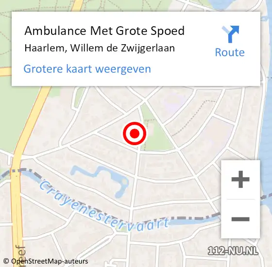 Locatie op kaart van de 112 melding: Ambulance Met Grote Spoed Naar Haarlem, Willem de Zwijgerlaan op 27 december 2022 11:35