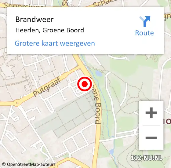 Locatie op kaart van de 112 melding: Brandweer Heerlen, Groene Boord op 27 december 2022 11:38