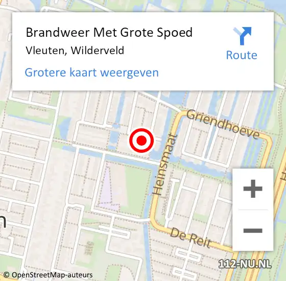 Locatie op kaart van de 112 melding: Brandweer Met Grote Spoed Naar Vleuten, Wilderveld op 27 december 2022 11:58