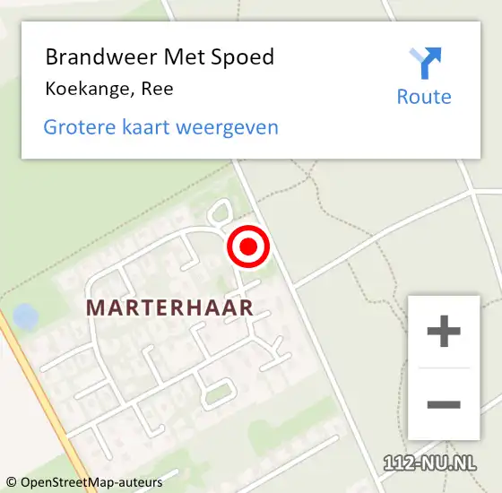 Locatie op kaart van de 112 melding: Brandweer Met Spoed Naar Koekange, Ree op 27 december 2022 12:18