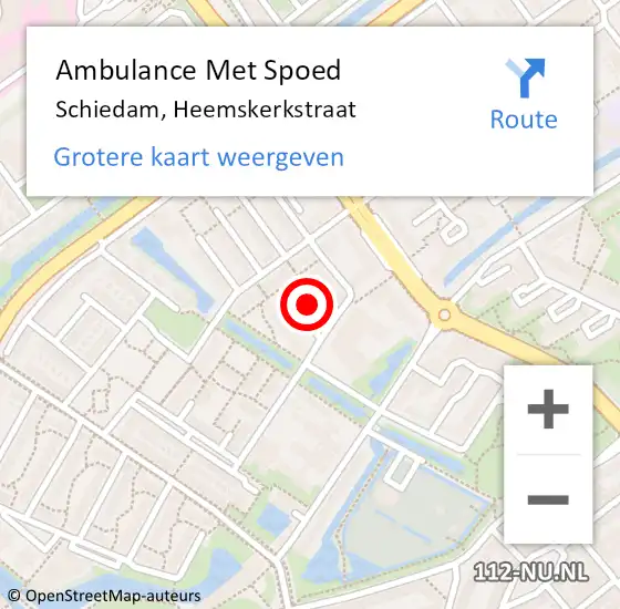 Locatie op kaart van de 112 melding: Ambulance Met Spoed Naar Schiedam, Heemskerkstraat op 27 december 2022 13:33