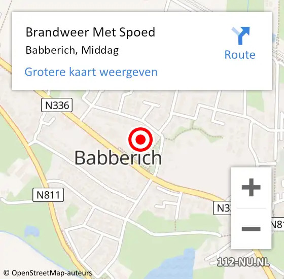 Locatie op kaart van de 112 melding: Brandweer Met Spoed Naar Babberich, Middag op 27 december 2022 13:33