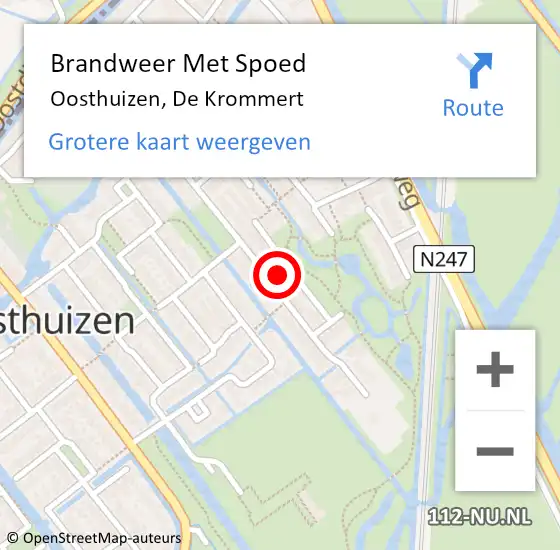 Locatie op kaart van de 112 melding: Brandweer Met Spoed Naar Oosthuizen, De Krommert op 27 december 2022 13:49