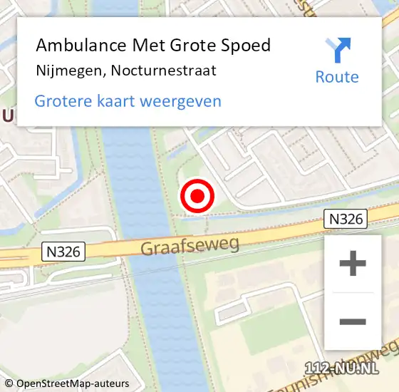 Locatie op kaart van de 112 melding: Ambulance Met Grote Spoed Naar Nijmegen, Nocturnestraat op 27 december 2022 13:51