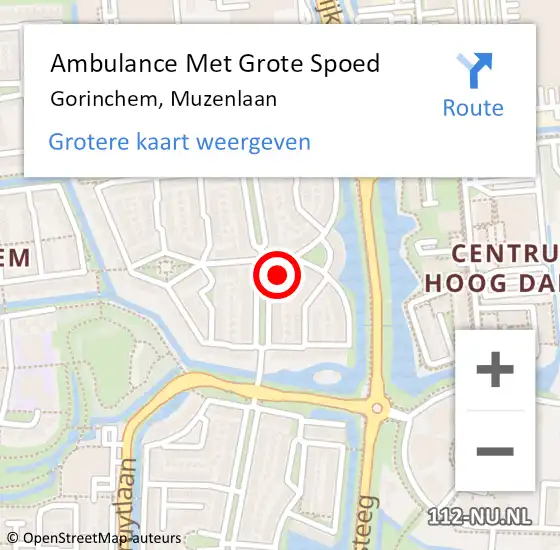 Locatie op kaart van de 112 melding: Ambulance Met Grote Spoed Naar Gorinchem, Muzenlaan op 27 december 2022 14:13