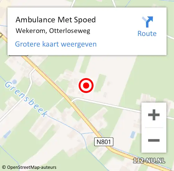 Locatie op kaart van de 112 melding: Ambulance Met Spoed Naar Wekerom, Otterloseweg op 27 december 2022 14:18