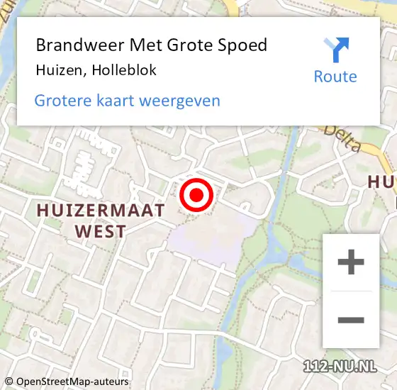 Locatie op kaart van de 112 melding: Brandweer Met Grote Spoed Naar Huizen, Holleblok op 27 december 2022 14:30