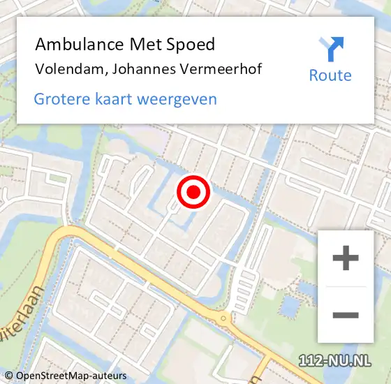 Locatie op kaart van de 112 melding: Ambulance Met Spoed Naar Volendam, Johannes Vermeerhof op 27 december 2022 14:39