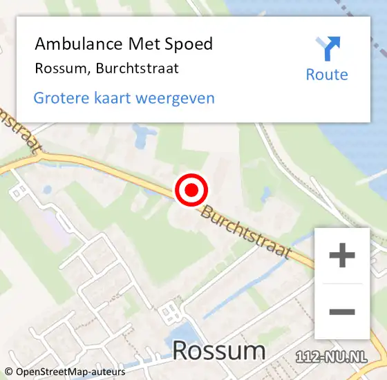 Locatie op kaart van de 112 melding: Ambulance Met Spoed Naar Rossum, Burchtstraat op 27 december 2022 14:41