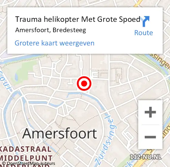 Locatie op kaart van de 112 melding: Trauma helikopter Met Grote Spoed Naar Amersfoort, Bredesteeg op 27 december 2022 14:50