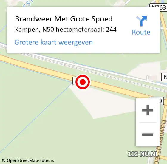 Locatie op kaart van de 112 melding: Brandweer Met Grote Spoed Naar Kampen, N50 hectometerpaal: 244 op 27 december 2022 14:51