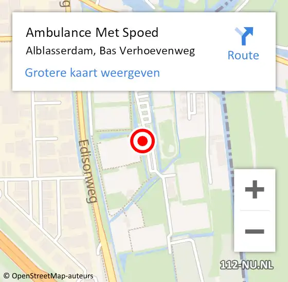 Locatie op kaart van de 112 melding: Ambulance Met Spoed Naar Alblasserdam, Bas Verhoevenweg op 27 december 2022 15:03