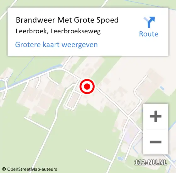 Locatie op kaart van de 112 melding: Brandweer Met Grote Spoed Naar Leerbroek, Leerbroekseweg op 27 december 2022 15:25