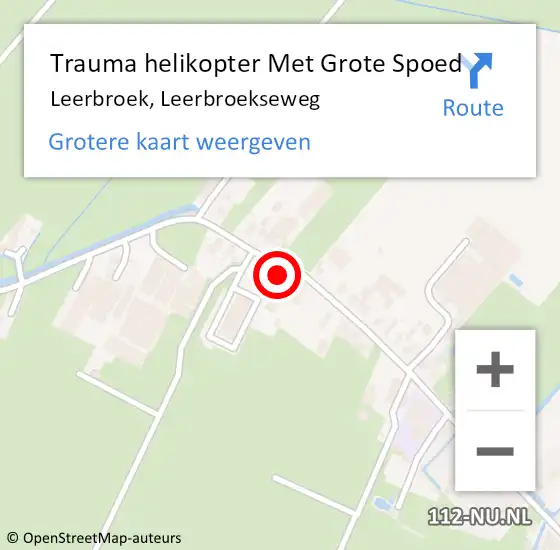 Locatie op kaart van de 112 melding: Trauma helikopter Met Grote Spoed Naar Leerbroek, Leerbroekseweg op 27 december 2022 15:25