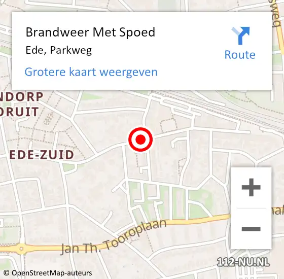 Locatie op kaart van de 112 melding: Brandweer Met Spoed Naar Ede, Parkweg op 27 december 2022 15:37