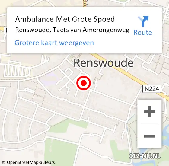 Locatie op kaart van de 112 melding: Ambulance Met Grote Spoed Naar Renswoude, Taets van Amerongenweg op 9 augustus 2014 23:58