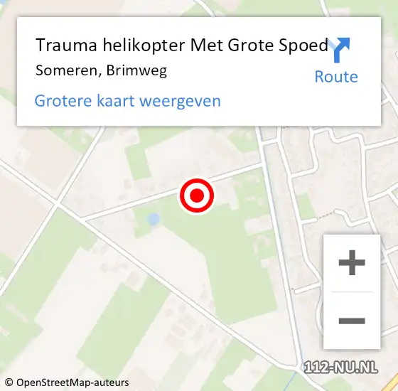 Locatie op kaart van de 112 melding: Trauma helikopter Met Grote Spoed Naar Someren, Brimweg op 27 december 2022 16:09